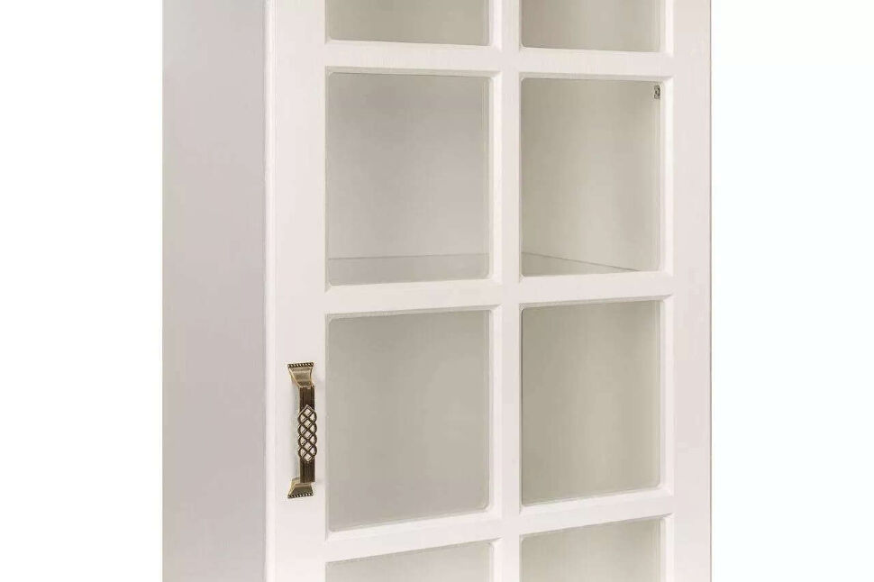 Ливерпуль Шкаф - витрина Белый/Ясень ваниль