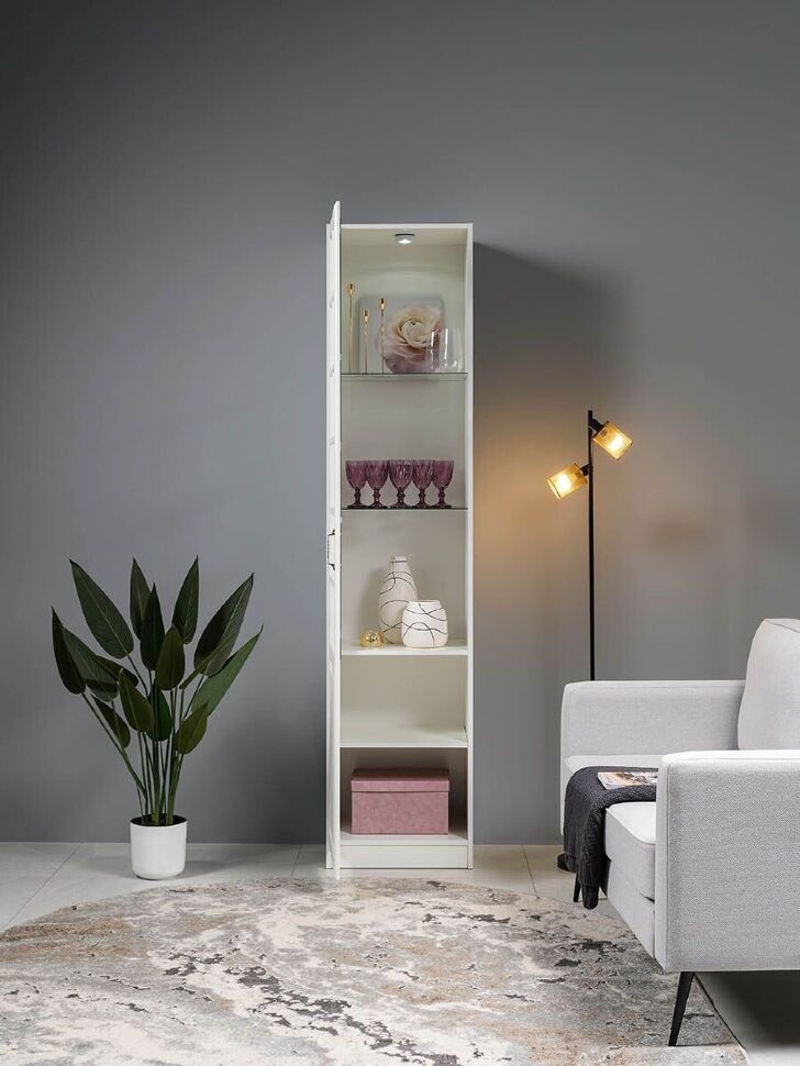 Ливерпуль Шкаф - витрина Белый/Ясень ваниль