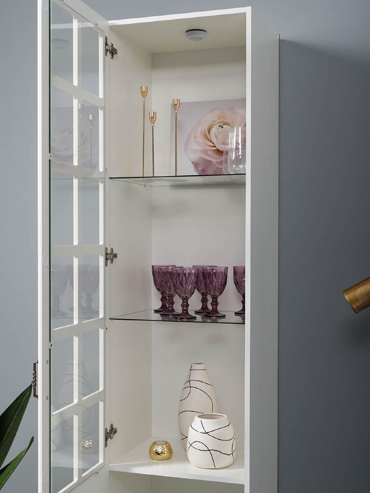 Ливерпуль Шкаф - витрина Белый/Ясень ваниль