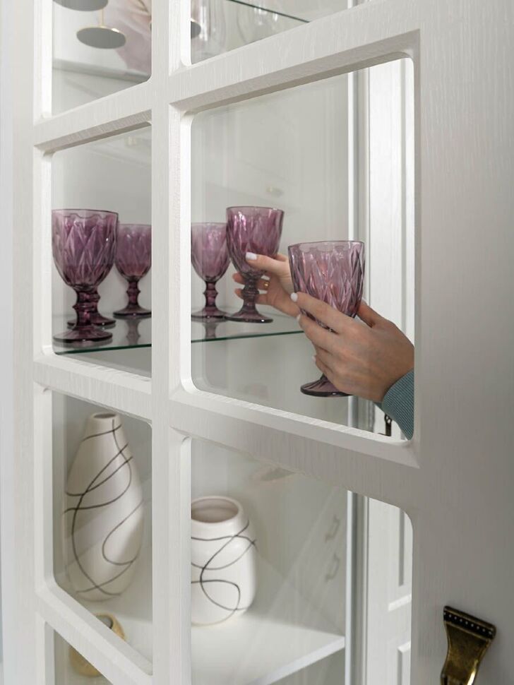 Ливерпуль Шкаф - витрина Белый/Ясень ваниль