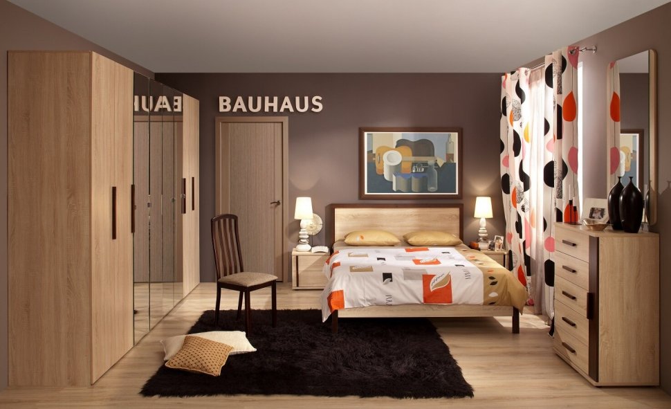 Кровать 120х200 с основанием из дерева Bauhaus 4 (Глазов) Дуб Сонома