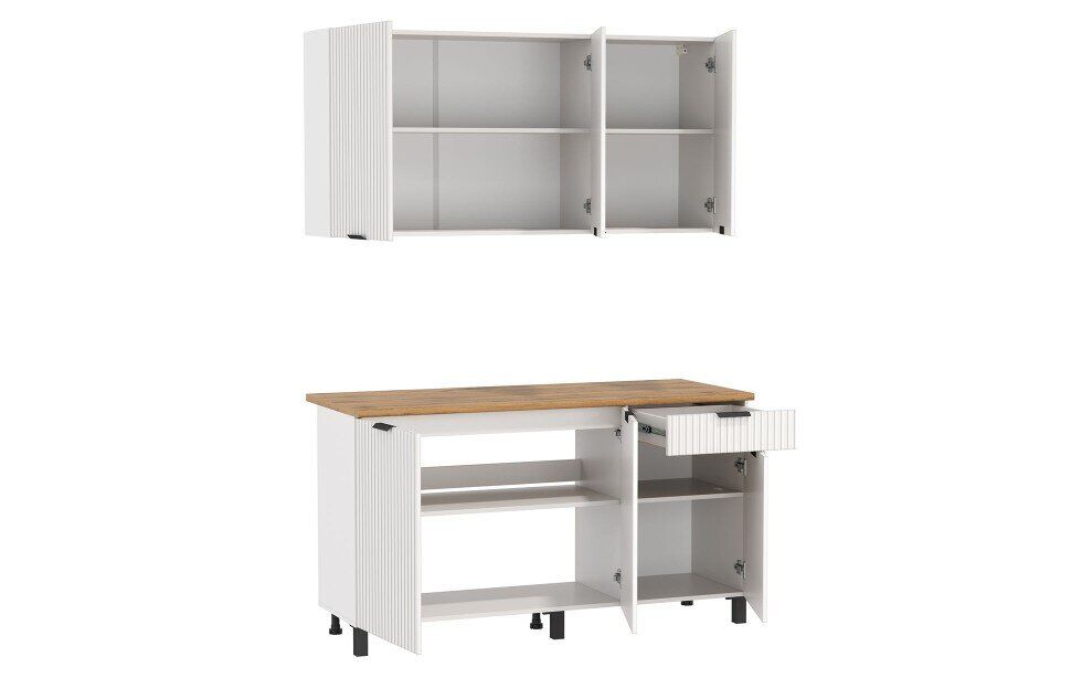 Кухня Венера 1500 МДФ Белый матовый фрезерованный