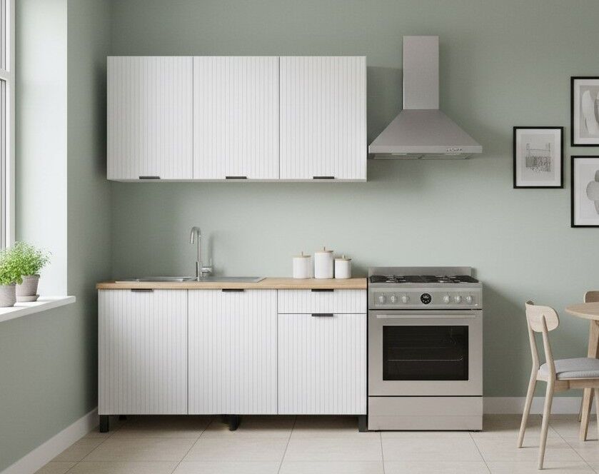 Кухня Венера 1500 МДФ Белый матовый фрезерованный