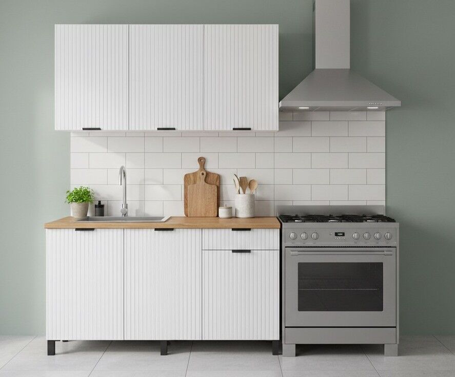 Кухня Венера 1500 МДФ Белый матовый фрезерованный