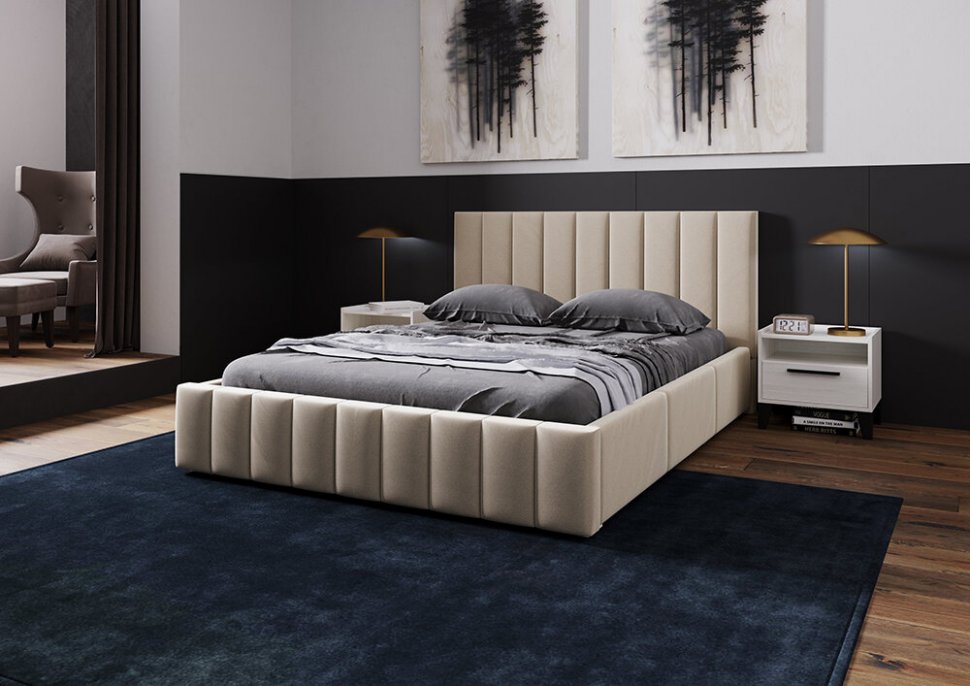 Мягкая кровать 140х200 Нега (ТЭКС) Бежевый