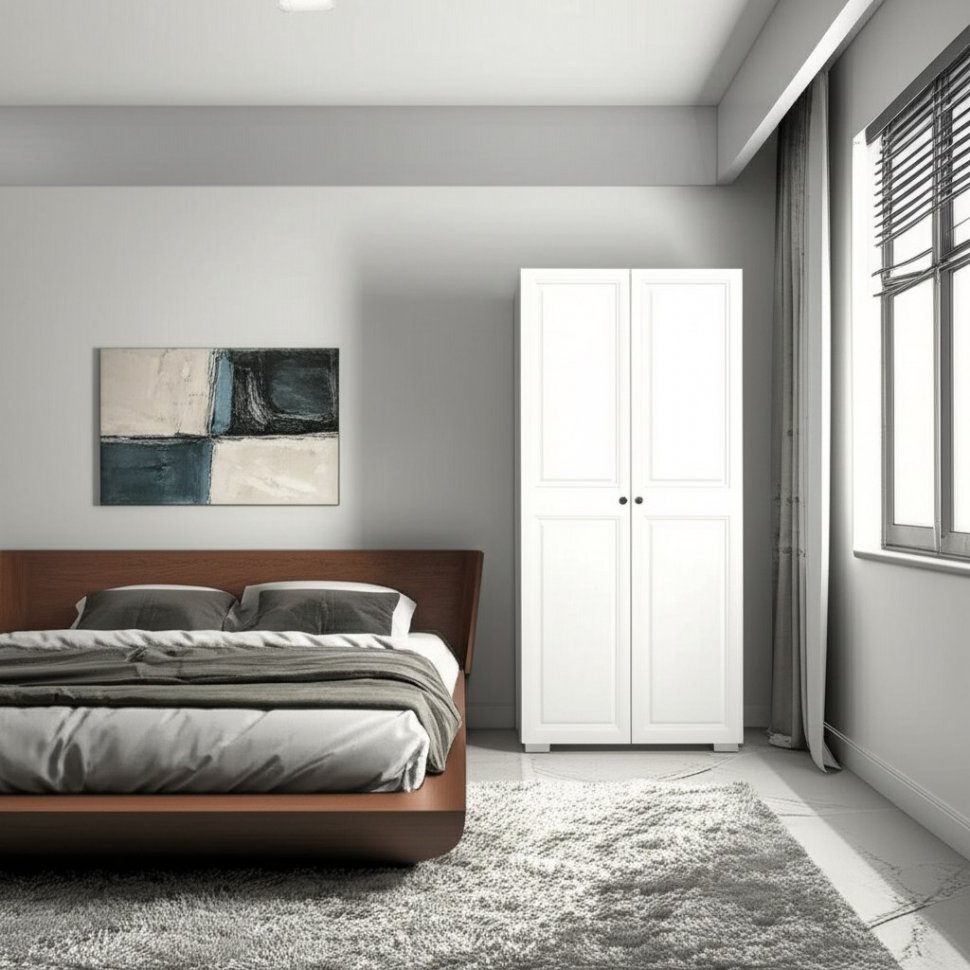 Шкаф 2-створчатый Софт ШК-01 (БТС) Белый