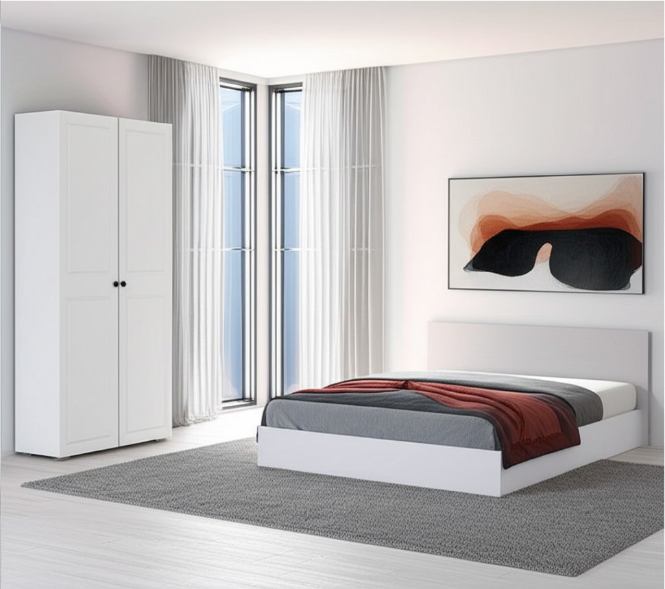 Шкаф 2-створчатый Софт ШК-01 (БТС) Белый