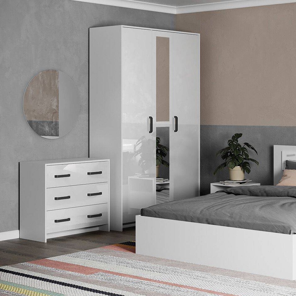 Комод Соня СК-1 (Белый / Белый глянец)