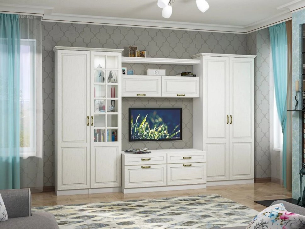 Ливерпуль Шкаф - пенал Белый/Ясень ваниль