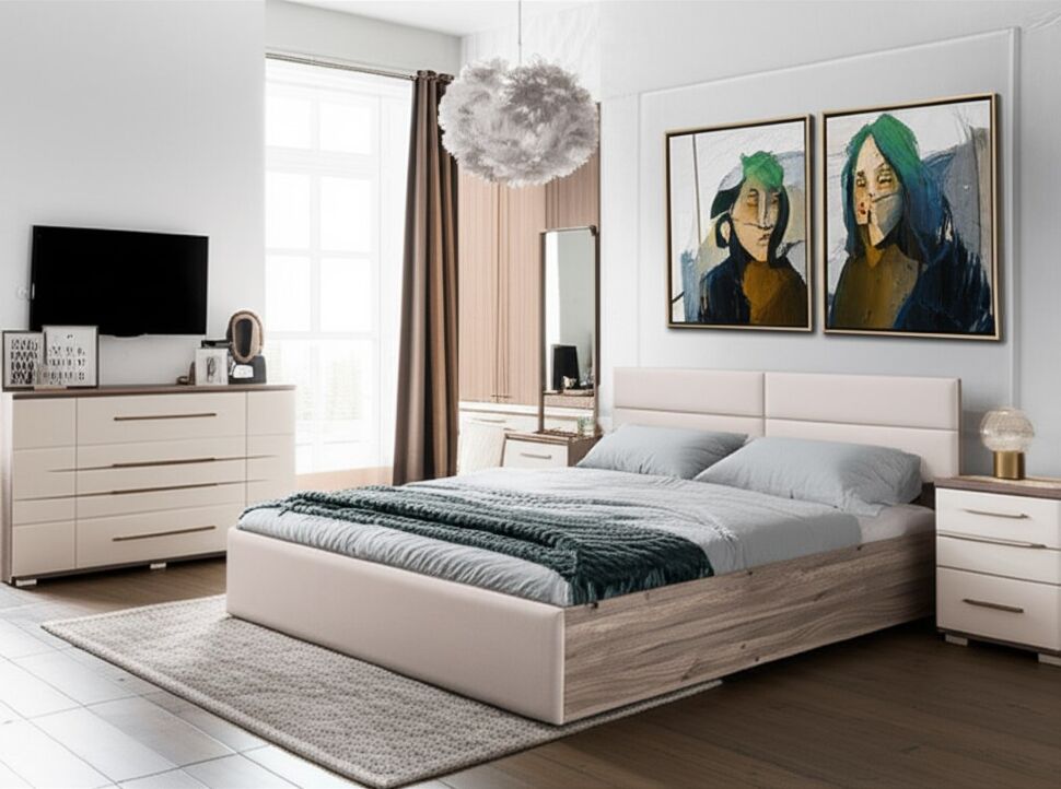 Каркас кровати Урбан КР-18, Дуб смоки, Бежевый