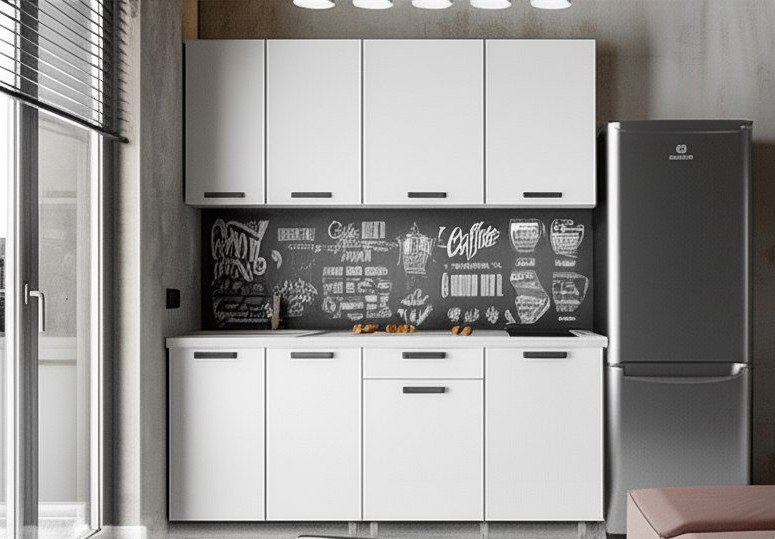 Кухня Осло 1,8 м, Карбон Фарфор