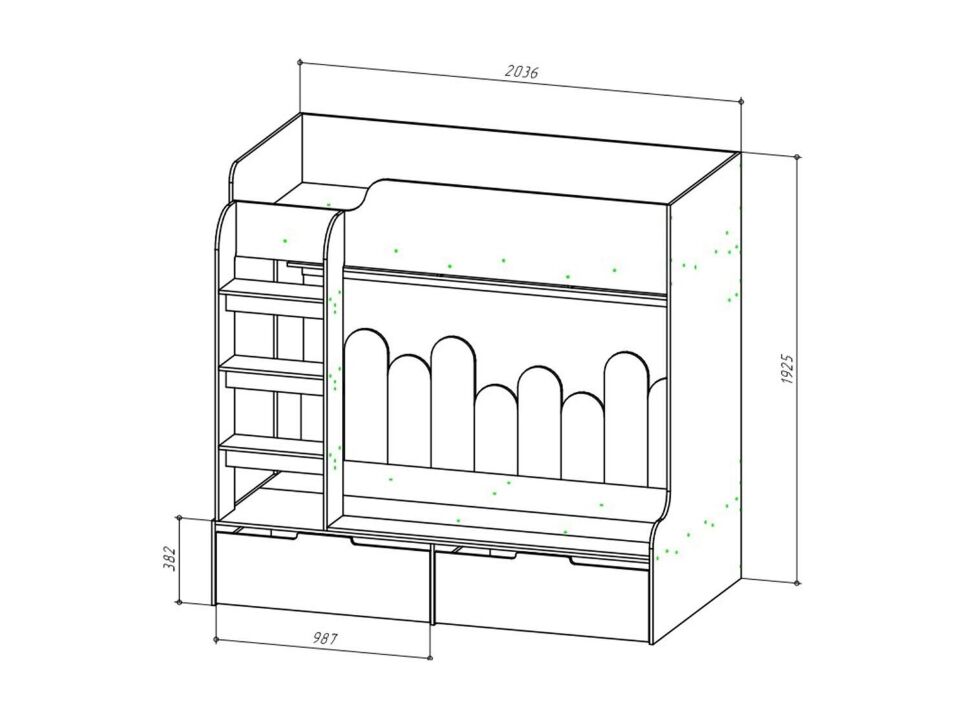 Бруно Чердак-кровать / Дуб Вотан / Серый Графит 
