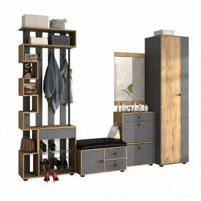 Прихожая мини-лайт компл. 8 дуб крафт/графит