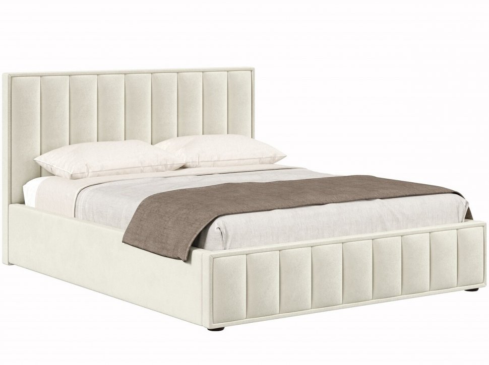 Мягкая кровать 160х200 Анкона (Светло-бежевый) с подъёмным механизмом