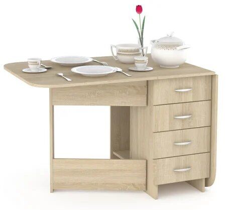 Глория 606 Стол-книжка с ящиками Дуб Сонома