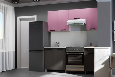 Кухня Осло 1,8 м с окапом, Карбон Сакура, Карбон Вулкан