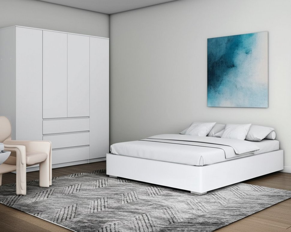 Шкаф для одежды и белья 4х дверный Денвер, белый