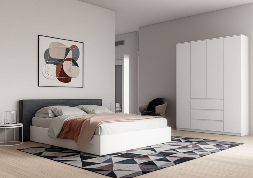 Шкаф для одежды и белья 4х дверный Денвер, белый