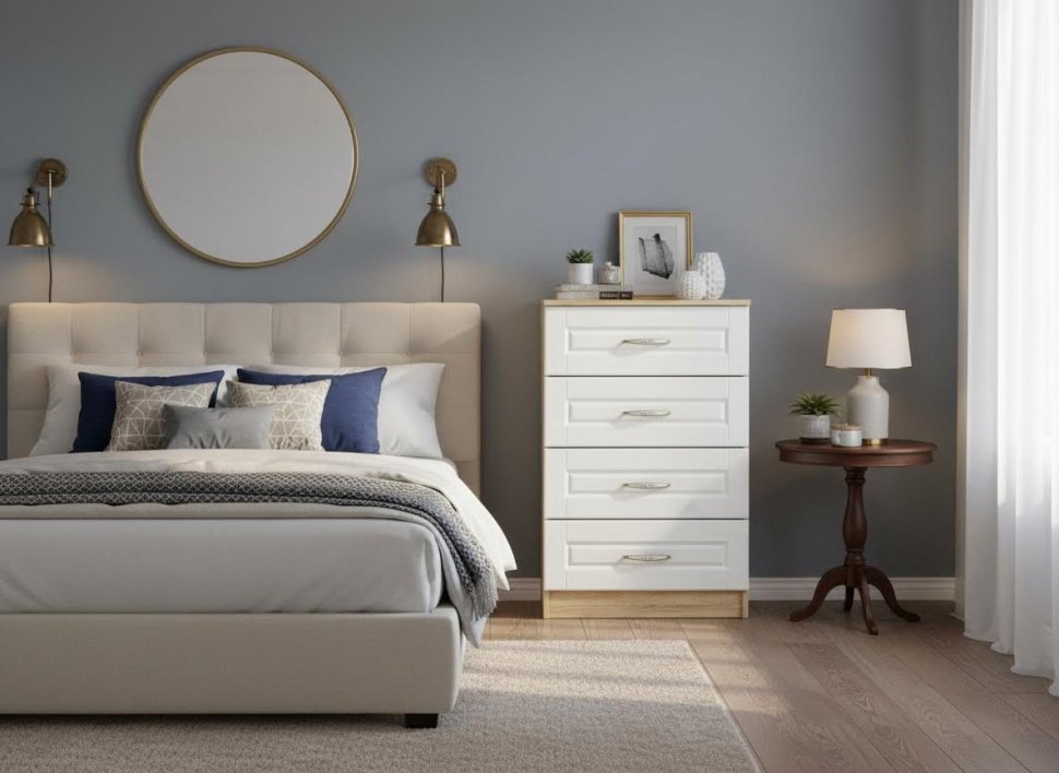 НМ 040.38 Комод Оливия Дуб Сонома/белое дерево