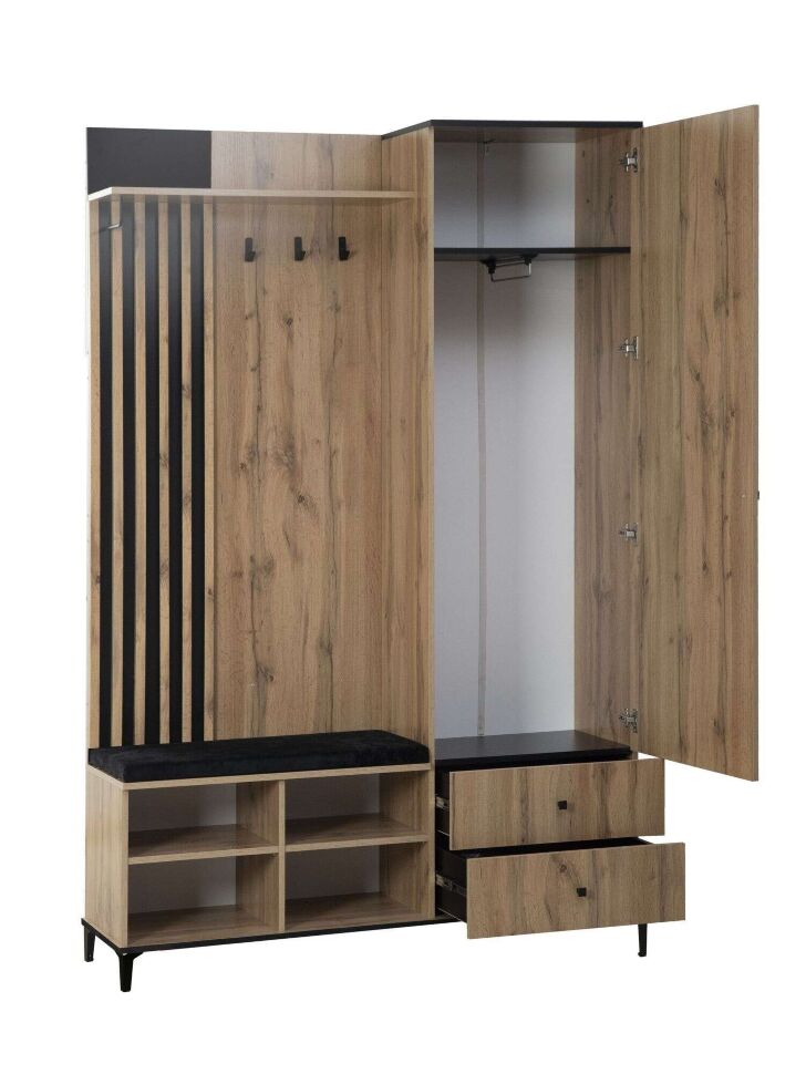 Шкаф для прихожей Либерти 51.22 (опора h150) Дуб вотан/Черный