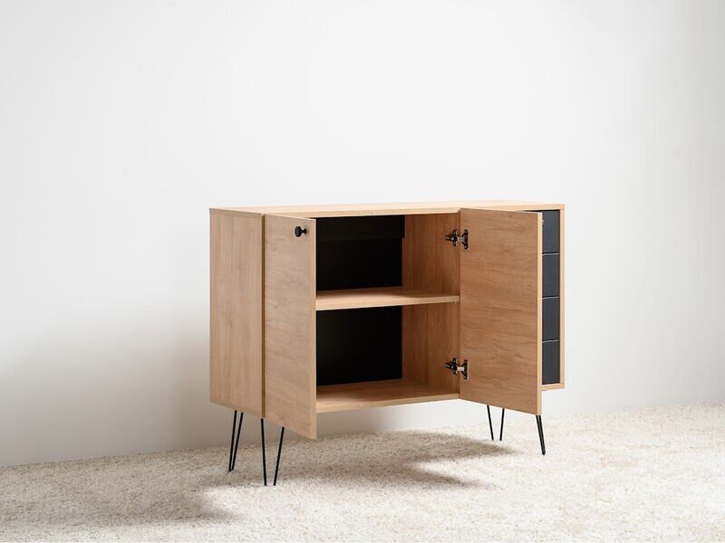 Комод Брюс 16.233, Battle rock FSC Santiago,Черный, Кварц Блэк