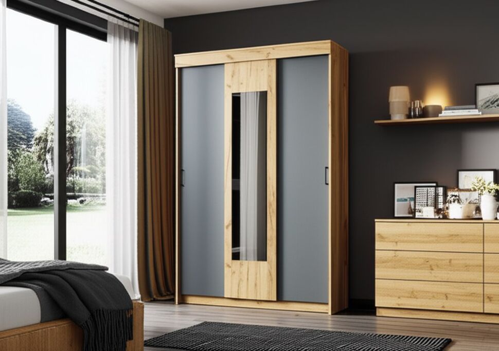 Шкаф-купе Вена ШК 101, Дуб золотой, Графит серый