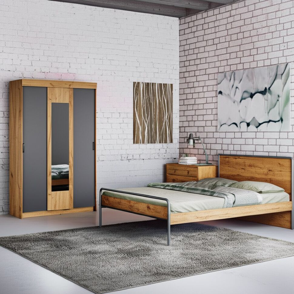 Шкаф-купе Вена ШК 101, Дуб золотой, Графит серый