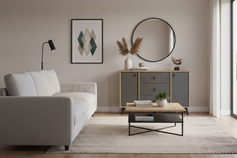 Комод 3 ящика двухстворчатый Байкал, Дуб Золотой, Графит