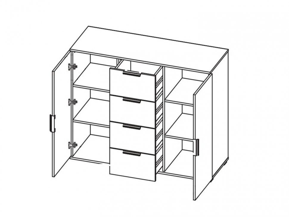 Харди комод широкий Дуб Делано Темный / Грин софт