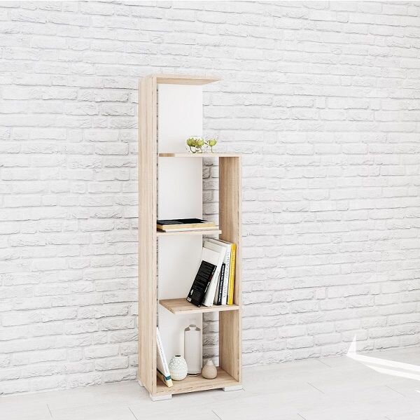 Стеллаж Ромео-6 (ЭКС) Белый / Дуб Сонома