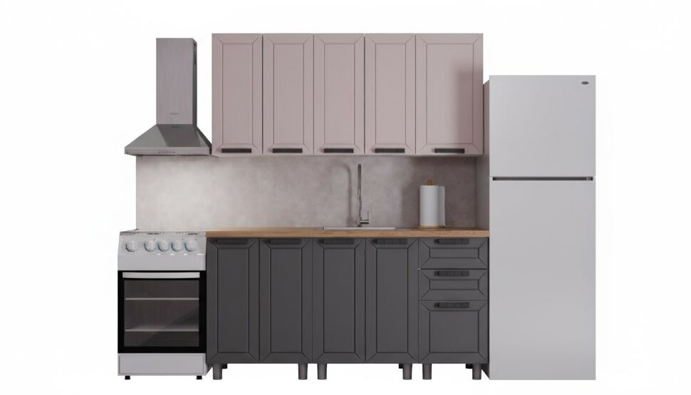 Кухня Аленушка 1,6м Лилия Кашемир/Сталь,скоба черный,черный