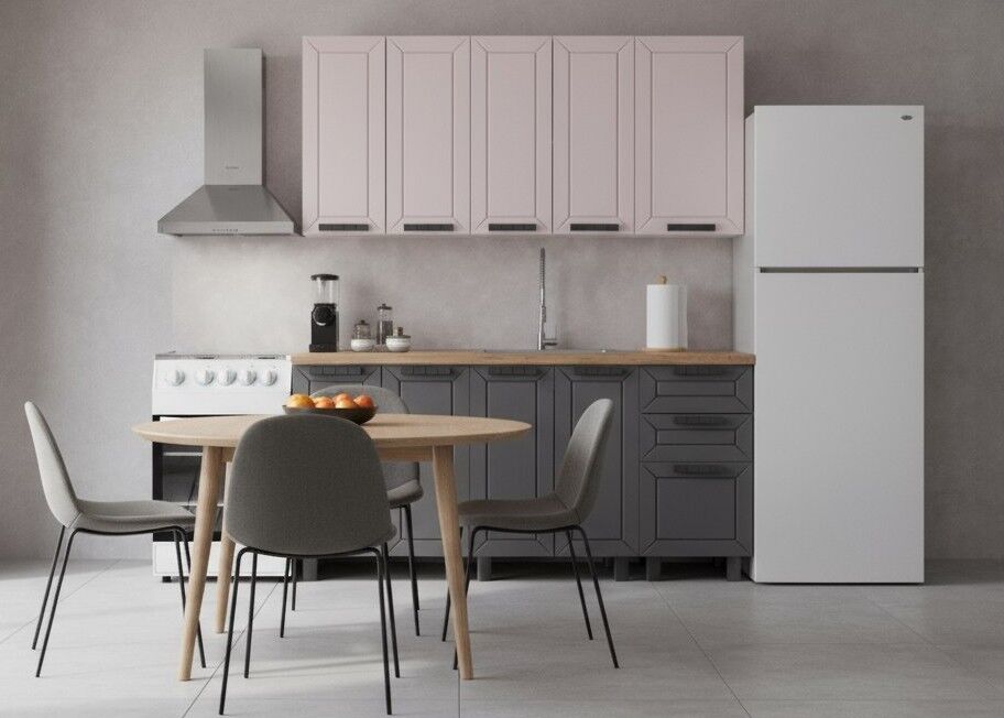 Кухня Аленушка 1,6м Лилия Кашемир/Сталь,скоба черный,черный