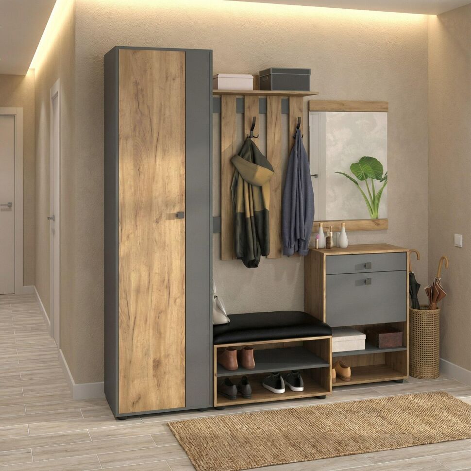 Прихожая мини-лайт компл. 6 дуб крафт/графит