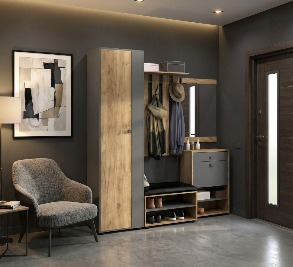 Прихожая мини-лайт компл. 6 дуб крафт/графит