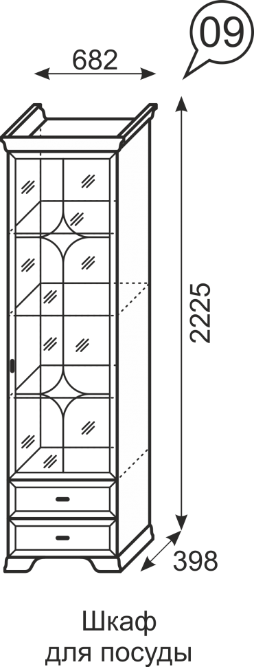 Шкаф для посуды Венеция 09 Ижмебель 