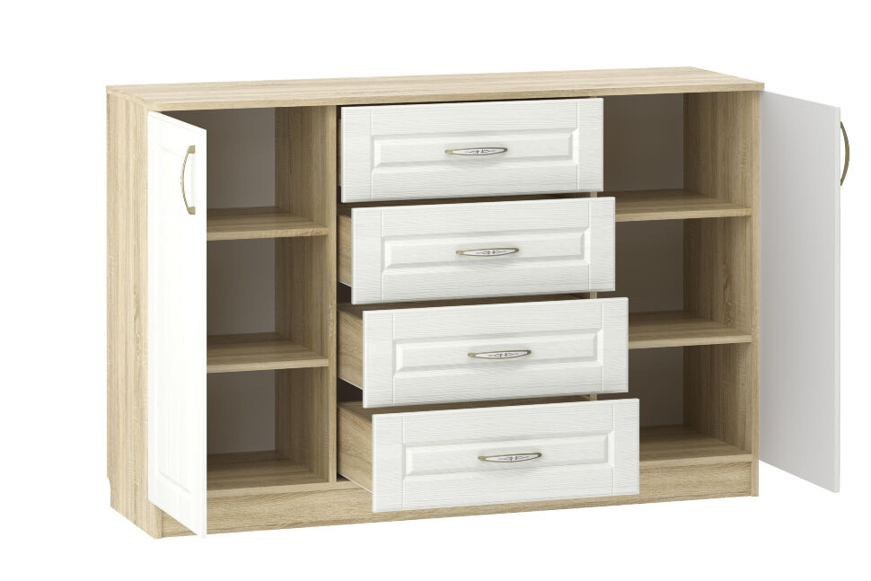 НМ 040.35 Комод Оливия Дуб Сонома/белое дерево