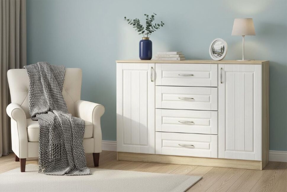 НМ 040.35 Комод Оливия Дуб Сонома/белое дерево