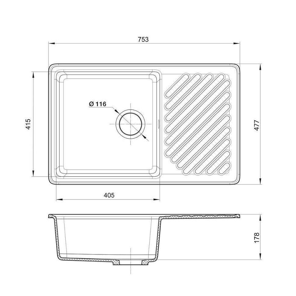 Мойка QUARZ 52, терракот