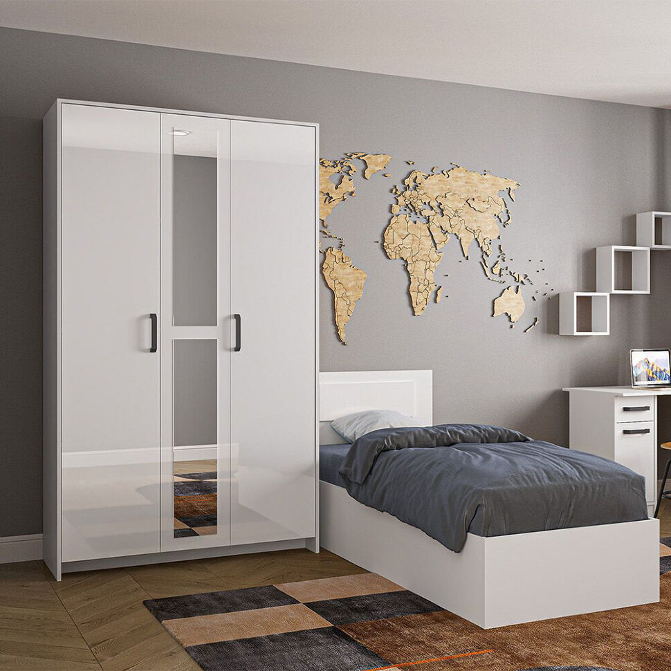 Кровать 90х200 Соня СК-0.9 (Белый / Белый глянец)