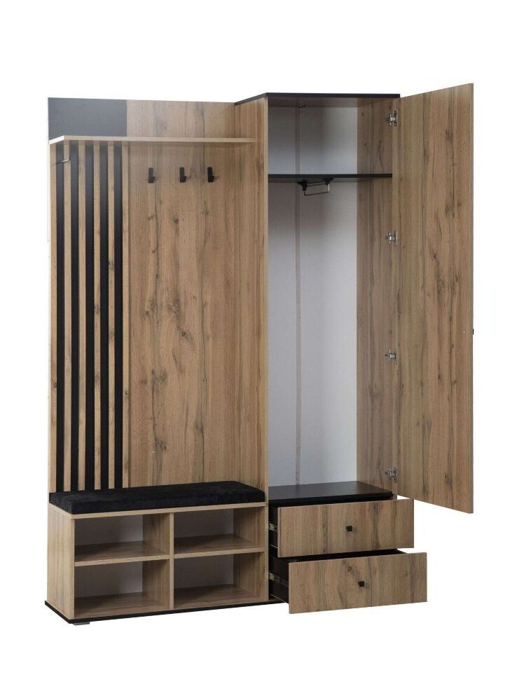 Шкаф для прихожей Либерти 51.22 (опора h20) Дуб вотан/Черный