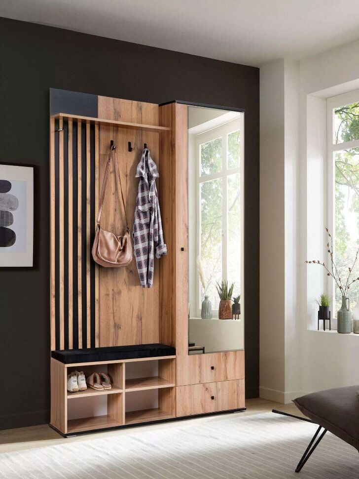 Шкаф для прихожей Либерти 51.22 (опора h20) Дуб вотан/Черный