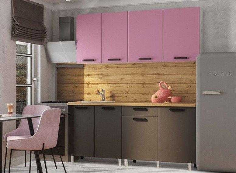 Кухня Осло 1,8 м, Карбон Сакура, Карбон Вулкан