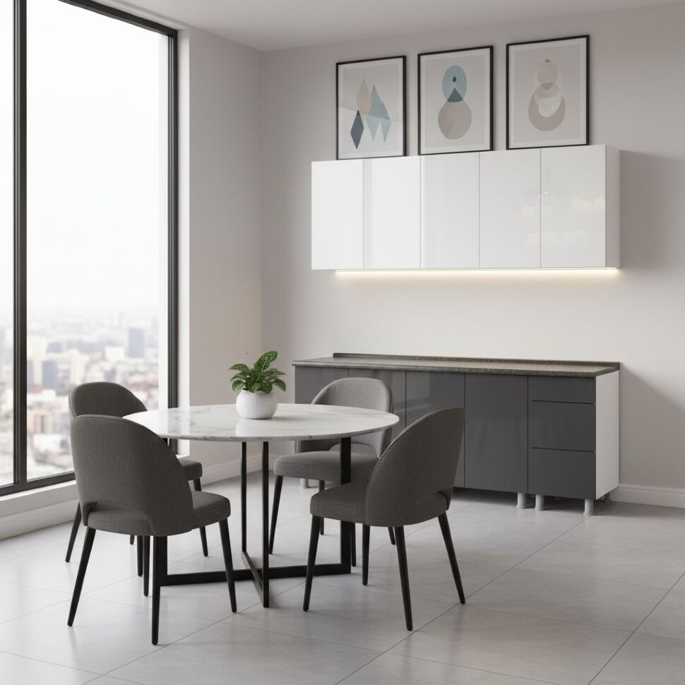 Кухонный гарнитур "Модерн New" 2 м (со столешницей 26 мм) Белый/Графит/Черный