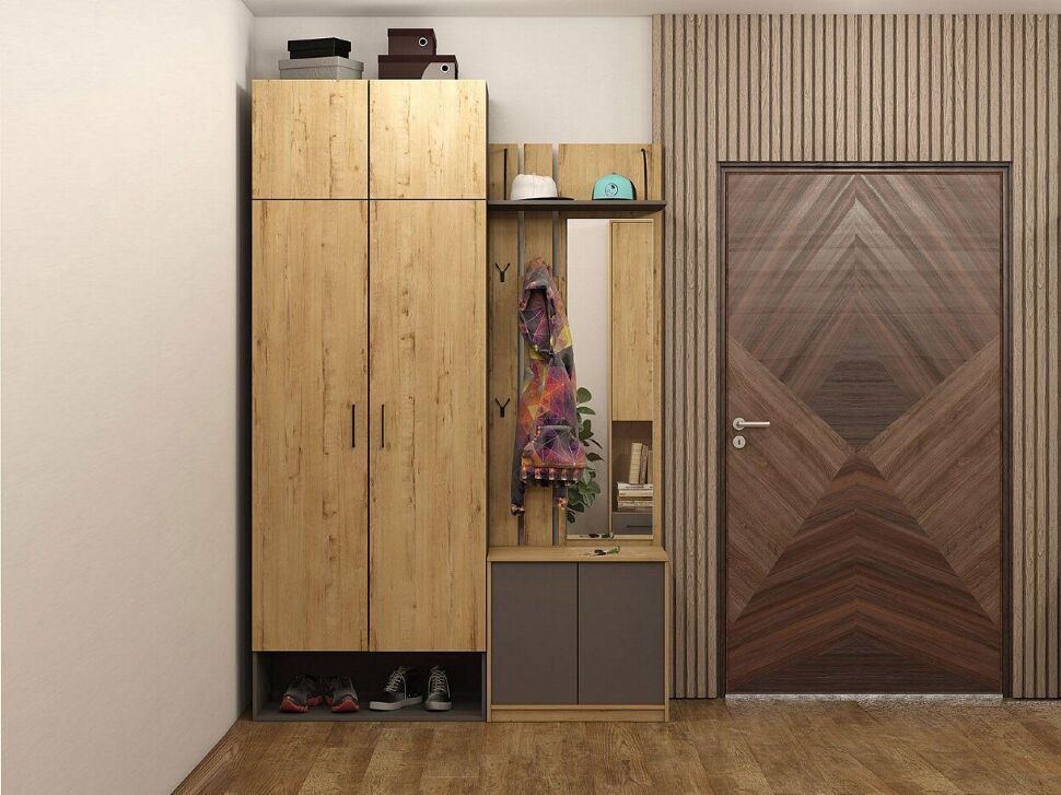 Бруно Шкаф для прихожей Дуб Вотан / Серый графит