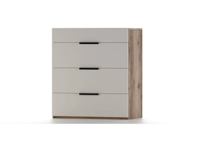 Харди комод с 4 ящиками Дуб Делано Темный / Супермат Джелато