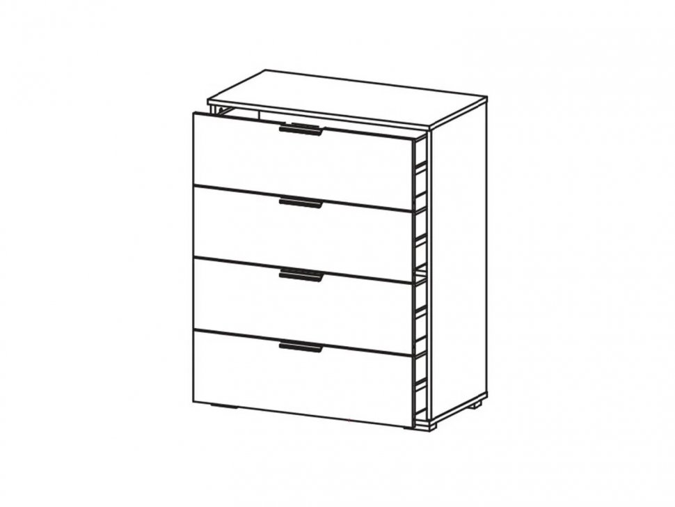 Харди комод с 4 ящиками Дуб Делано Темный / Супермат Джелато