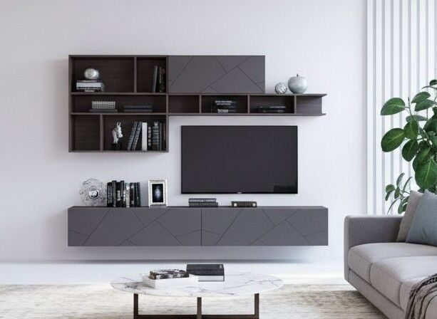 Гостиная Summit комплектация 9 Ясень анкор тёмный/софт графит/капучино