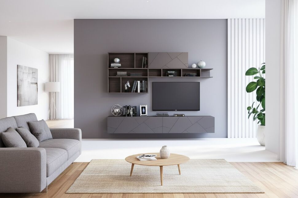 Гостиная Summit комплектация 9 Ясень анкор тёмный/софт графит/капучино