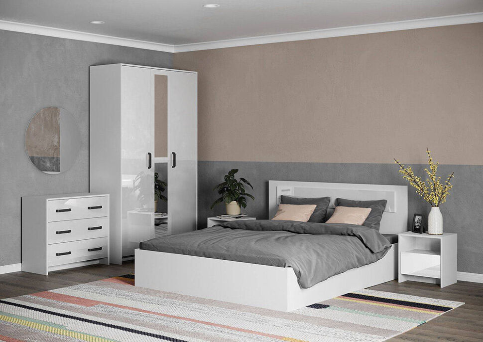 Кровать 160х200 Соня СК-1.6 (Белый / Белый глянец)