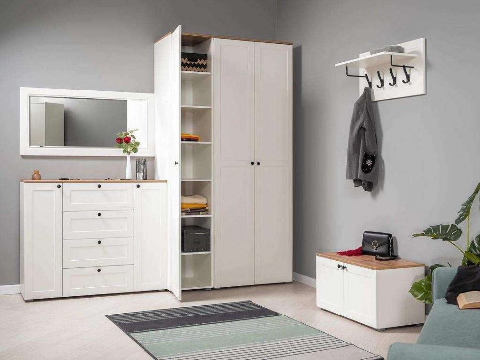 Прихожая Остин 2 Белый шагрень/Дуб Вотан